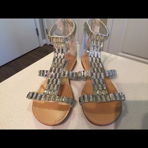 Steve Madden Rhinestone Silver Gladiator Sandal 9M